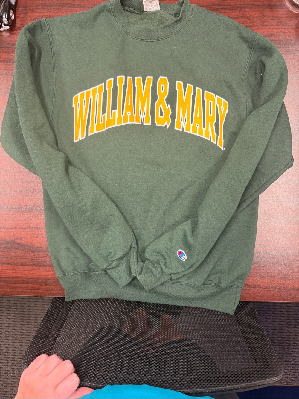 Champion Green Crewneck with Gold "William & Mary" Arc